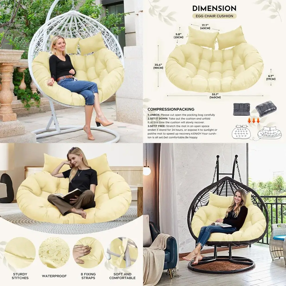 Большая подушка для уличного стула-качалки с двойным яйцом, 55x35 дюймов, утолщенная пена с эффектом памяти, бежевый
Большая подушка для уличного стула-качалки с двойным яйцом, 55x35 дюймов, утолщенная пена с эффектом памяти, бежевый
