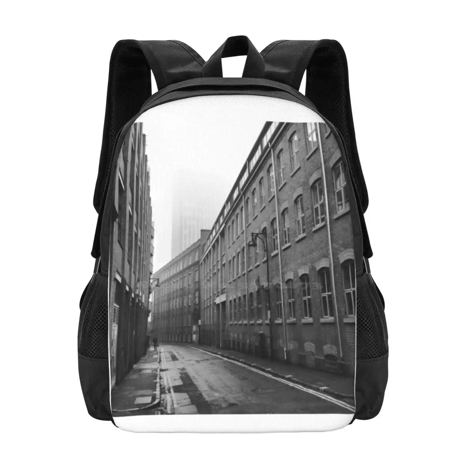 Foggy Leicester Street Hot Sale Schoolbag Backpack Fashion Bags Black And White Grey Tower Block Town City Alone Road Buildings
Foggy Leicester Street Hot Sale Schoolbag Backpack Fashion Bags Black And White Grey Tower Block Town City Alone Road Buildings