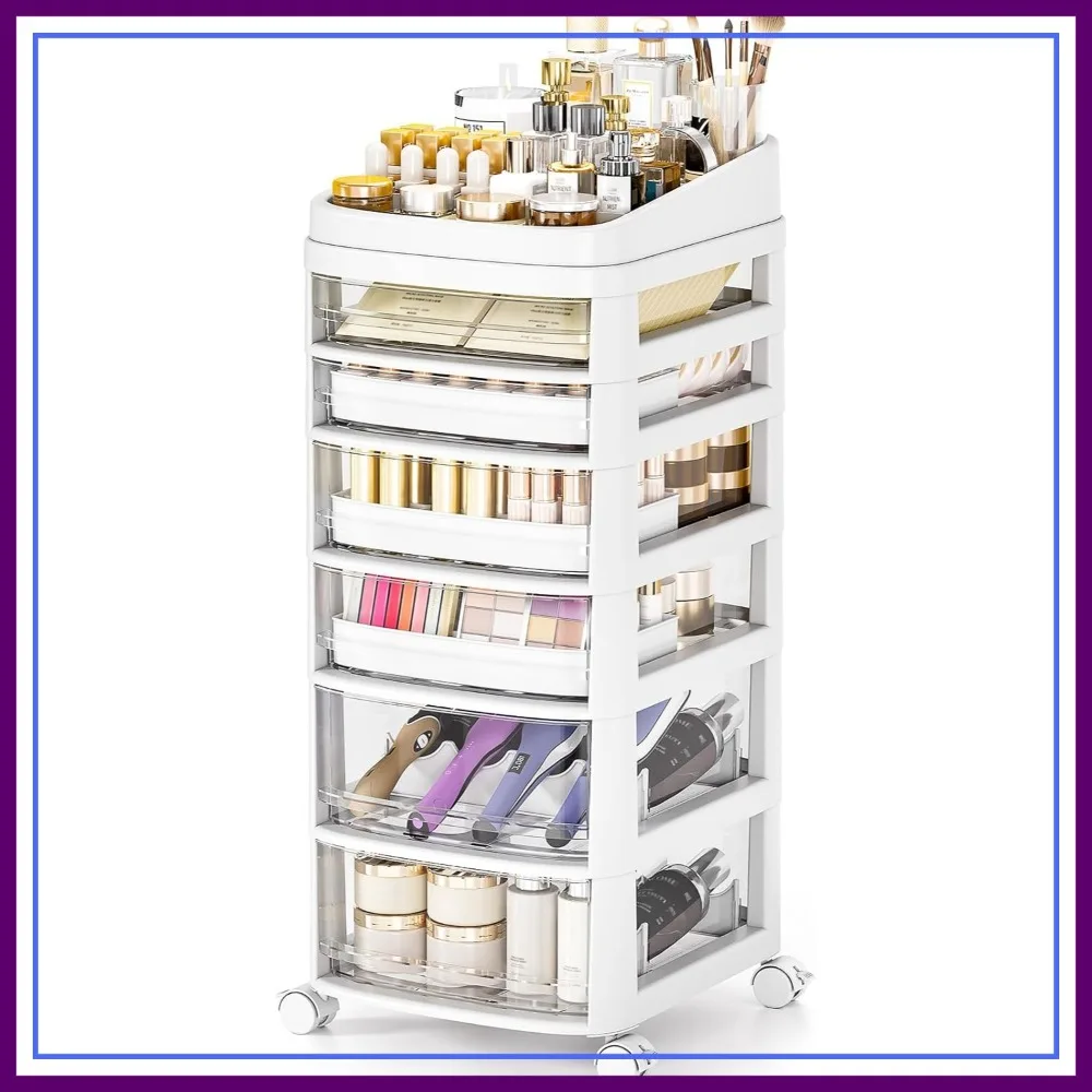 6-Drawer Rolling Cart, Clear Plastic Organizer for Desk, Makeup, Skincare, Art & Baby Items, Acrylic Vanity Cart with Dividers
6-Drawer Rolling Cart, Clear Plastic Organizer for Desk, Makeup, Skincare, Art & Baby Items, Acrylic Vanity Cart with Dividers