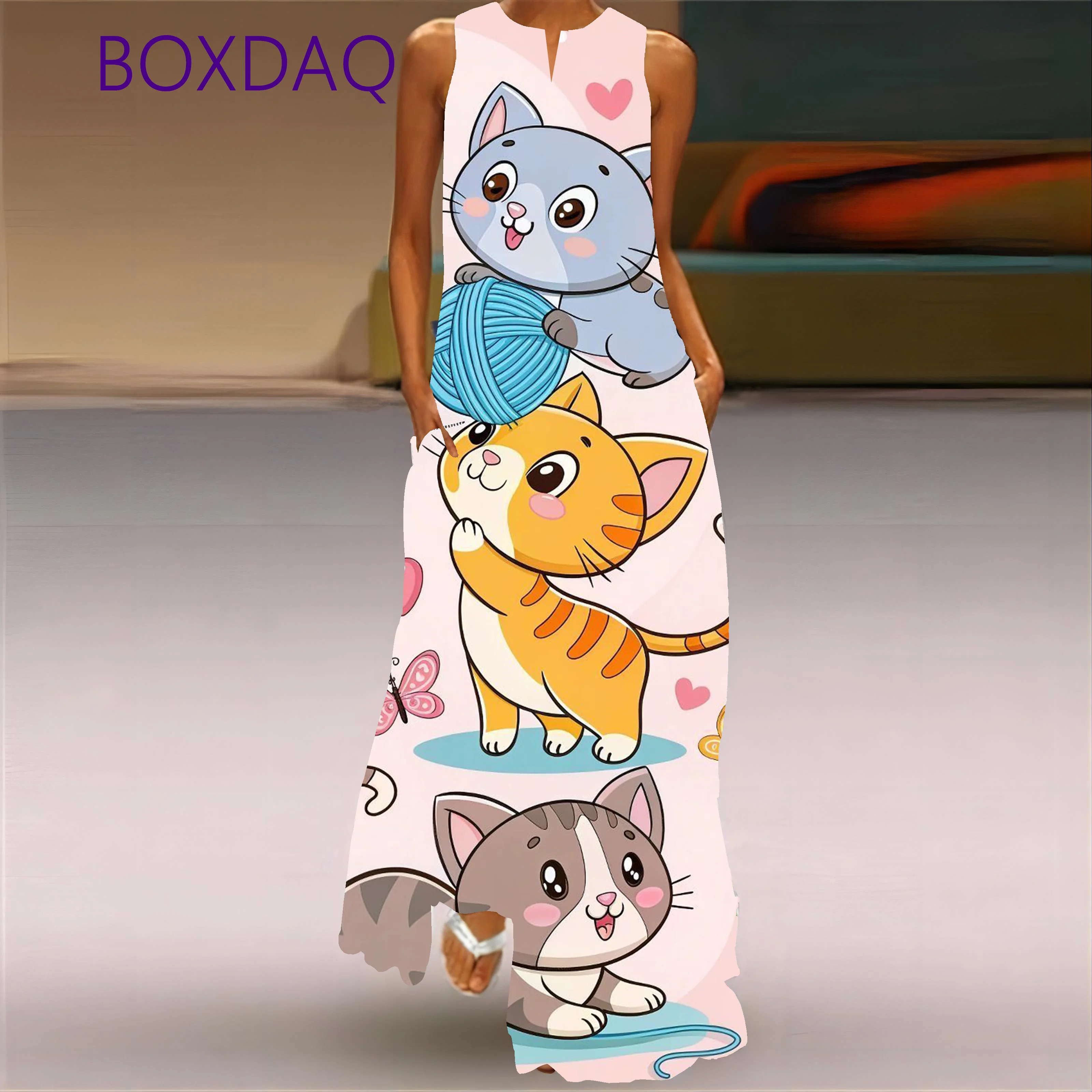 Spring Summer Vintage 3D Animal Printed Long Dresses For Women Fashion V-neck Loose Sleeveless Dress Casual Vestidos Female Robe
Spring Summer Vintage 3D Animal Printed Long Dresses For Women Fashion V-neck Loose Sleeveless Dress Casual Vestidos Female Robe