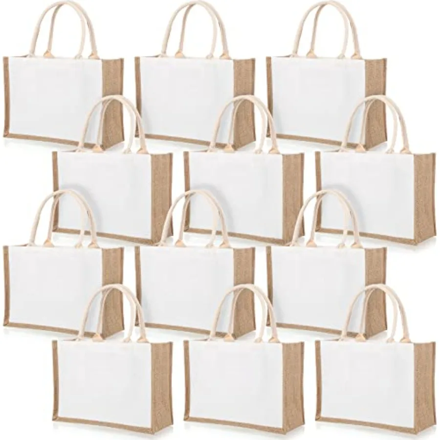 12 Pcs Jute Tote Bags - White Large Burlap Tote Beach Bags with Handles and Blank Reusable Waterproof for Grocery Bridesmaid We
12 Pcs Jute Tote Bags - White Large Burlap Tote Beach Bags with Handles and Blank Reusable Waterproof for Grocery Bridesmaid We