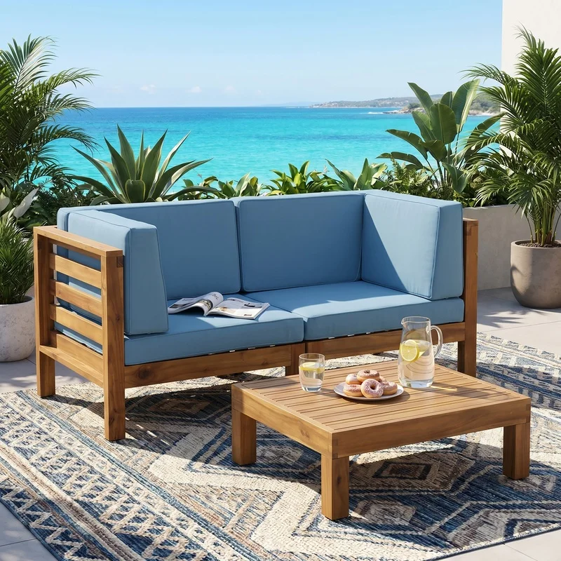 3-Piece Blue Love Seat Set with Coffee Table
3-Piece Blue Love Seat Set with Coffee Table