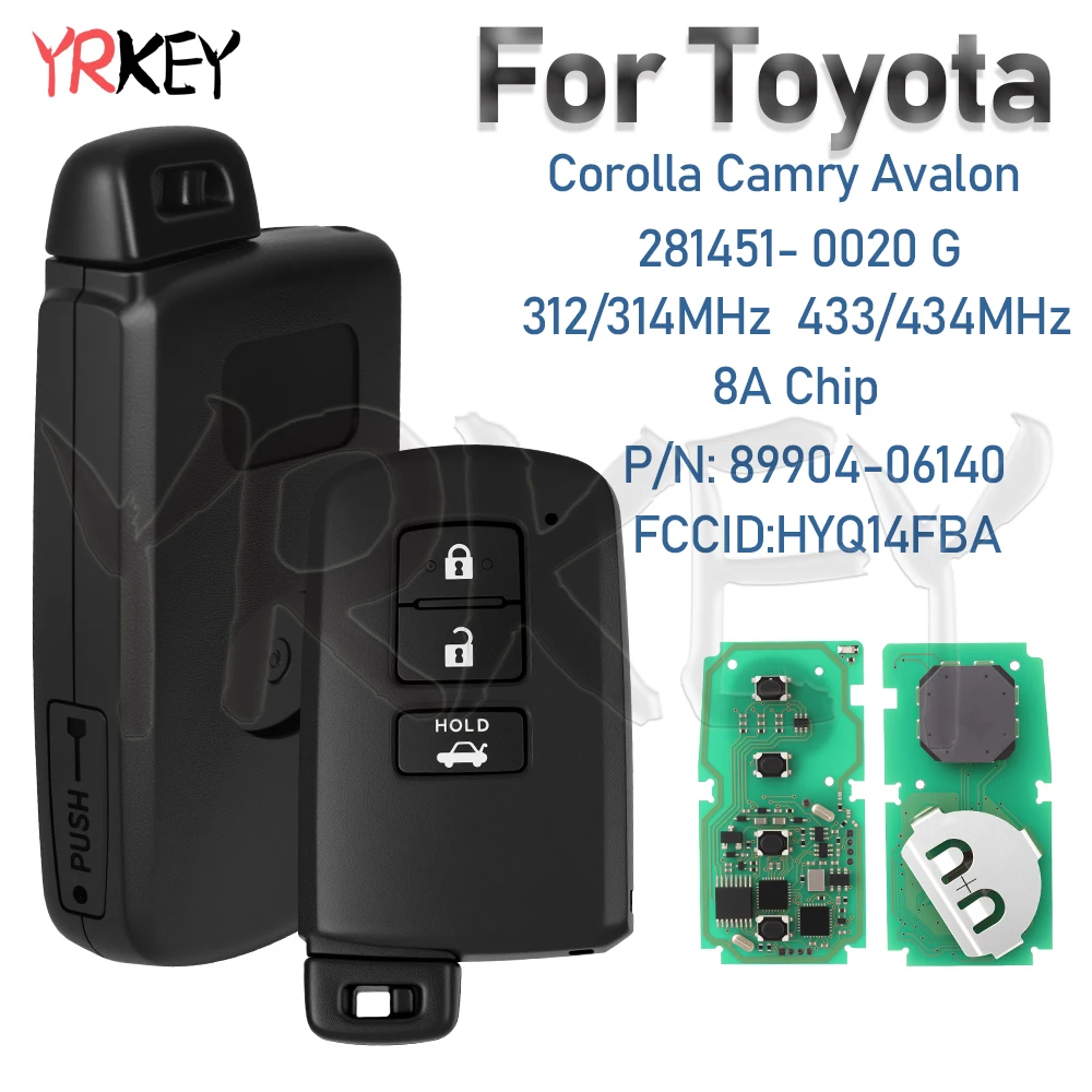 Intelligent Key Card For Toyota Corolla Camry Avalon 281451-0020 G 8A Chip 312/314 433/434 Mhz HYQ14FBA 89904-06140 Remote Key
Intelligent Key Card For Toyota Corolla Camry Avalon 281451-0020 G 8A Chip 312/314 433/434 Mhz HYQ14FBA 89904-06140 Remote Key