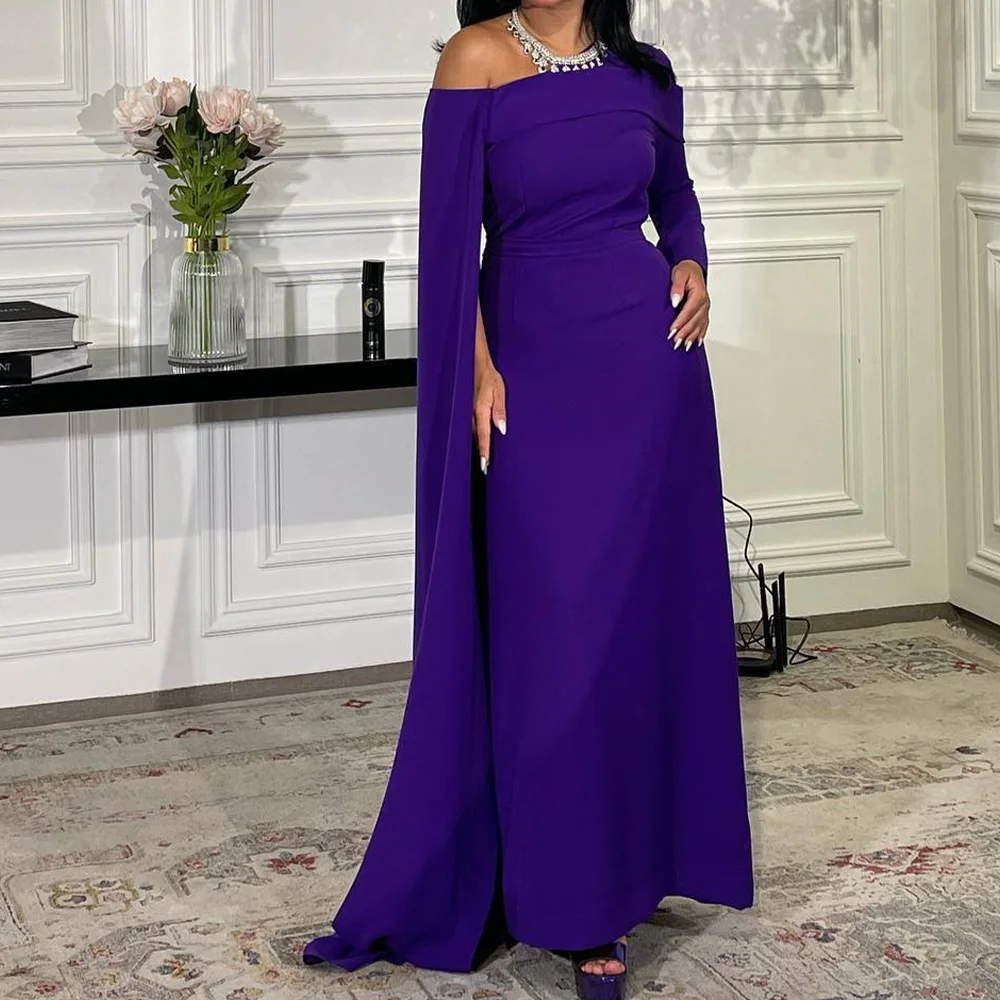 Customized Graceful Jersey Straight One Shoulder Evening Dresses Long Sleeves Watteau Train Special Occasion Gowns Simple
Customized Graceful Jersey Straight One Shoulder Evening Dresses Long Sleeves Watteau Train Special Occasion Gowns Simple
