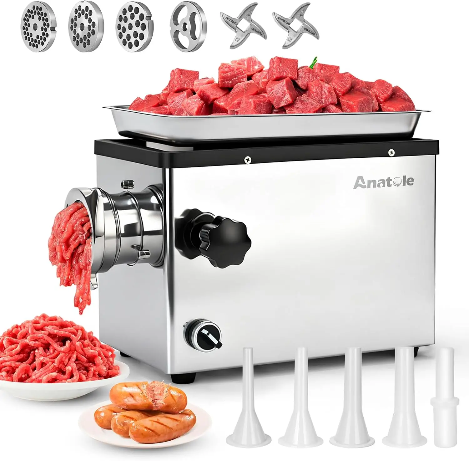 Commercial Electric Meat Grinder 1.3 HP 950 W Heavy Duty Meat Bones Mincer Stainless Steel Sausage Stuffer with 4 Grinding Plate
Commercial Electric Meat Grinder 1.3 HP 950 W Heavy Duty Meat Bones Mincer Stainless Steel Sausage Stuffer with 4 Grinding Plate