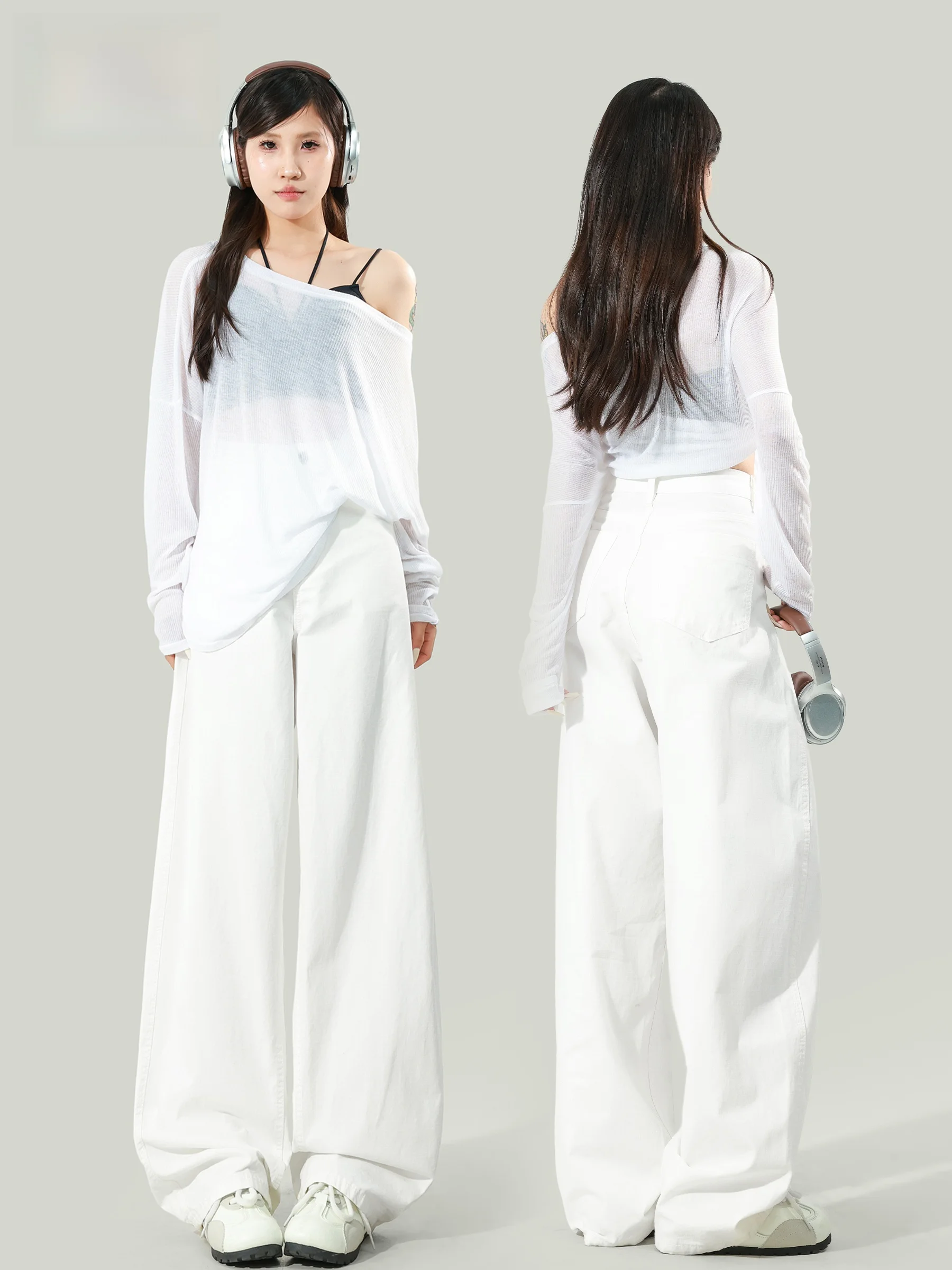 High Waist Loose Fit White American Retro Women's Jeans Summer New Style Wide Leg Scythe Pants Slimming Design Casual Wear
High Waist Loose Fit White American Retro Women's Jeans Summer New Style Wide Leg Scythe Pants Slimming Design Casual Wear