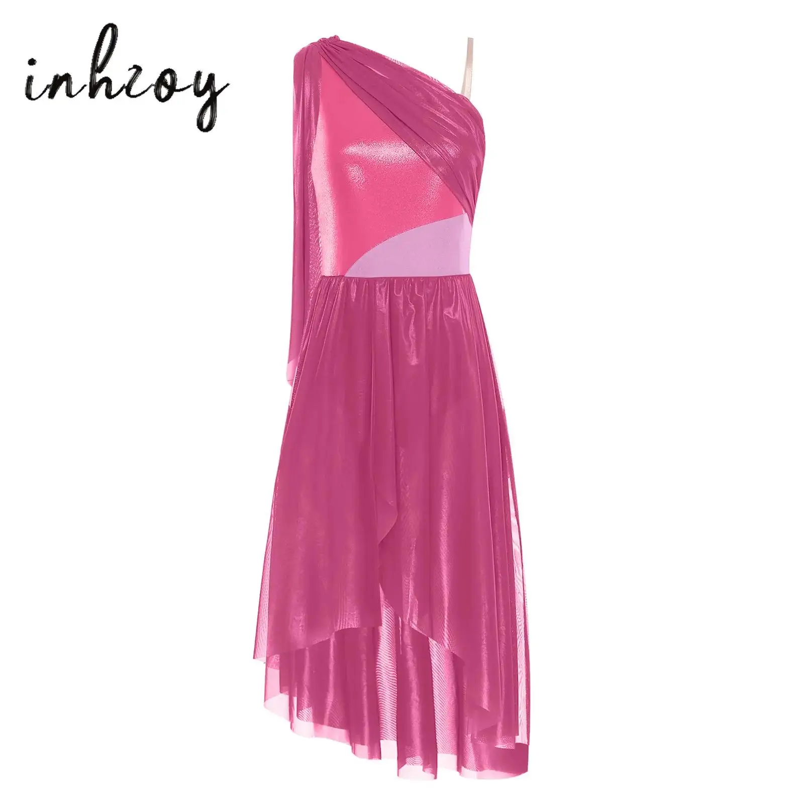 Women's Contemporary Lyrical Dance Dress Sleeveless Ruffled Drape Metallic Color Block Bodice Asymmetrical Split Tulle Dresses
Women's Contemporary Lyrical Dance Dress Sleeveless Ruffled Drape Metallic Color Block Bodice Asymmetrical Split Tulle Dresses