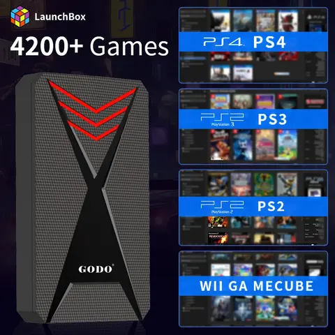Launchbox 2T HDD Retro Game Consoles For PS4/PS3/Gamecube/PS2/Wii/Wiiu/Sega Saturn/SNES With 4200+ Games For Windows PC/Laptop