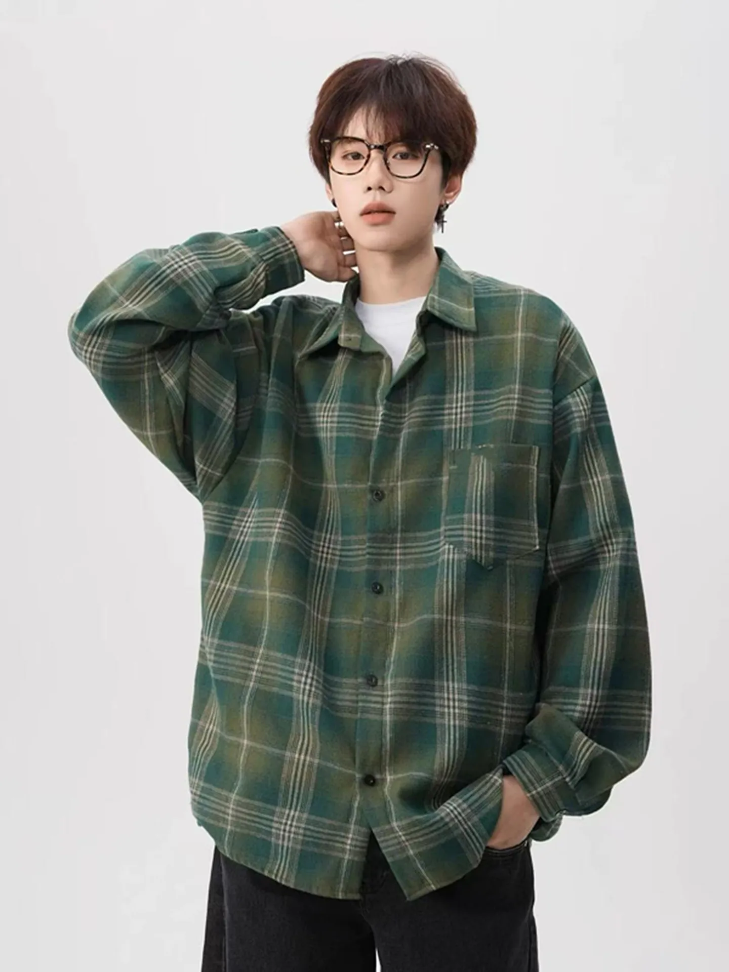 Retro American Brued Plaid Long Sve Men's irt Spring Loose Fit Couple's Outerwear Breathable Cotton Polyester Blend
Retro American Brued Plaid Long Sve Men's irt Spring Loose Fit Couple's Outerwear Breathable Cotton Polyester Blend