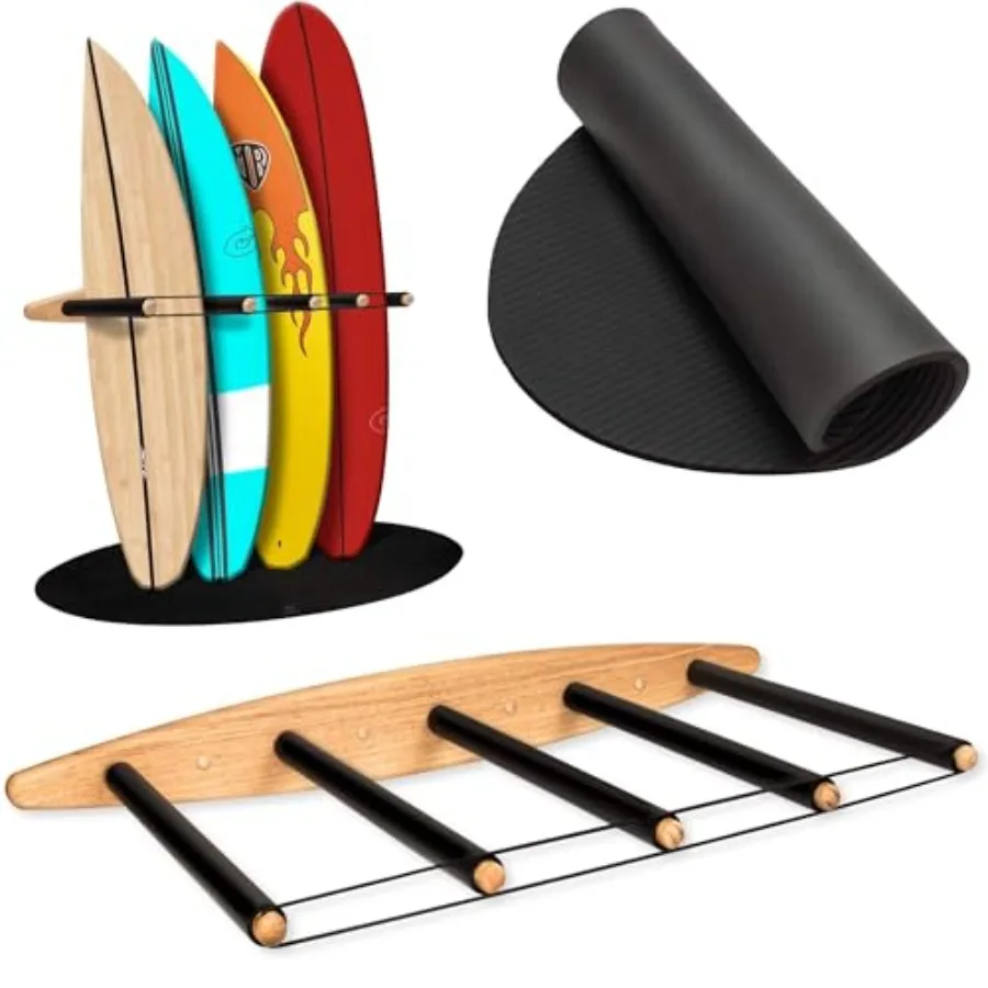 Vertical Surfboard Rack - Surf Racks for Wall, Sustainable Hardwood Surf Board Holder with Rubber Mat, Surfboard Wall Mount, Pa
Vertical Surfboard Rack - Surf Racks for Wall, Sustainable Hardwood Surf Board Holder with Rubber Mat, Surfboard Wall Mount, Pa
