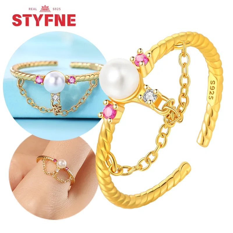 Original 925 Sterling Silver Classic Golden Color Zircon & Pearl Ring Exquisite Light Luxury Rings Charm Jewelry Gift for Women
Original 925 Sterling Silver Classic Golden Color Zircon & Pearl Ring Exquisite Light Luxury Rings Charm Jewelry Gift for Women