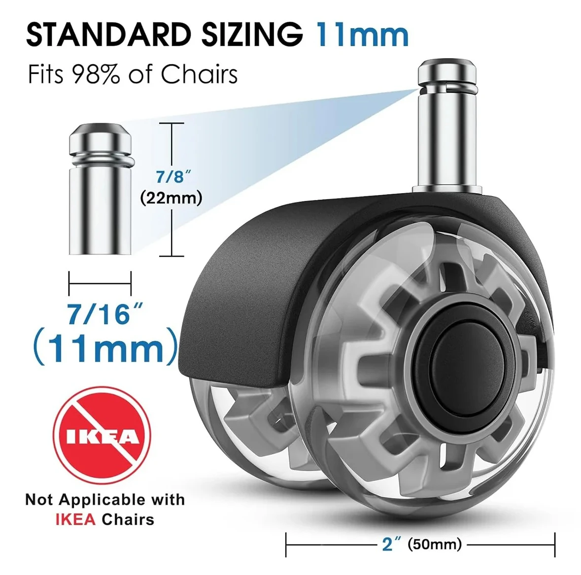 Heavy duty office chair wheels, suitable for quiet rubber chair wheels on hardwood floors and carpets
Heavy duty office chair wheels, suitable for quiet rubber chair wheels on hardwood floors and carpets