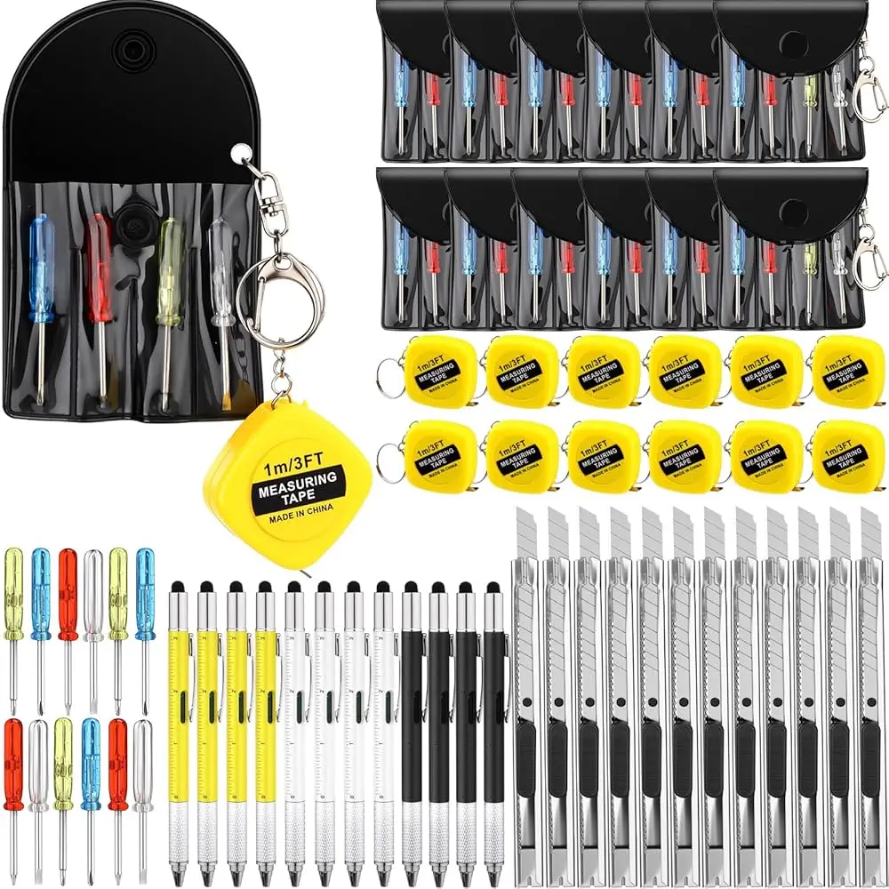Free Shipping-48 Pcs / 12 Set Men Gift Bulk Mini Screwdriver Keychain Tape Measures Multitool Pen Retractable Box Cutter Father
Free Shipping-48 Pcs / 12 Set Men Gift Bulk Mini Screwdriver Keychain Tape Measures Multitool Pen Retractable Box Cutter Father