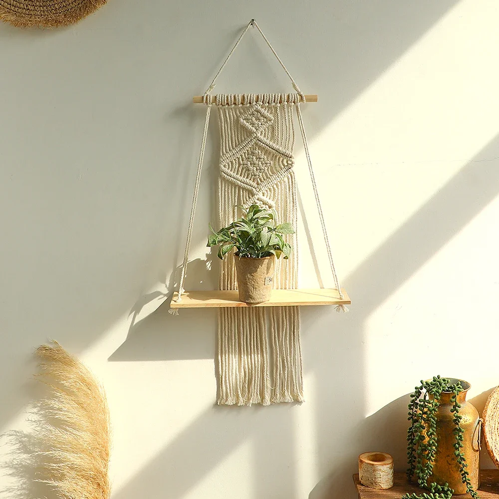 Macrame Wall Shelf Wood Floating Shelves Flower Pot Display Stand Hanging Wall Boho Home Decoration Living Room Decors Aesthetic
Macrame Wall Shelf Wood Floating Shelves Flower Pot Display Stand Hanging Wall Boho Home Decoration Living Room Decors Aesthetic