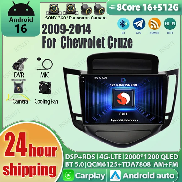 Android 16 Carplay Auto 2K Screen Car Radio Multimedia Player For Chevrolet Cruze J300 2008-2014 Autoradio Stereo WIFI Head Unit
Android 16 Carplay Auto 2K Screen Car Radio Multimedia Player For Chevrolet Cruze J300 2008-2014 Autoradio Stereo WIFI Head Unit