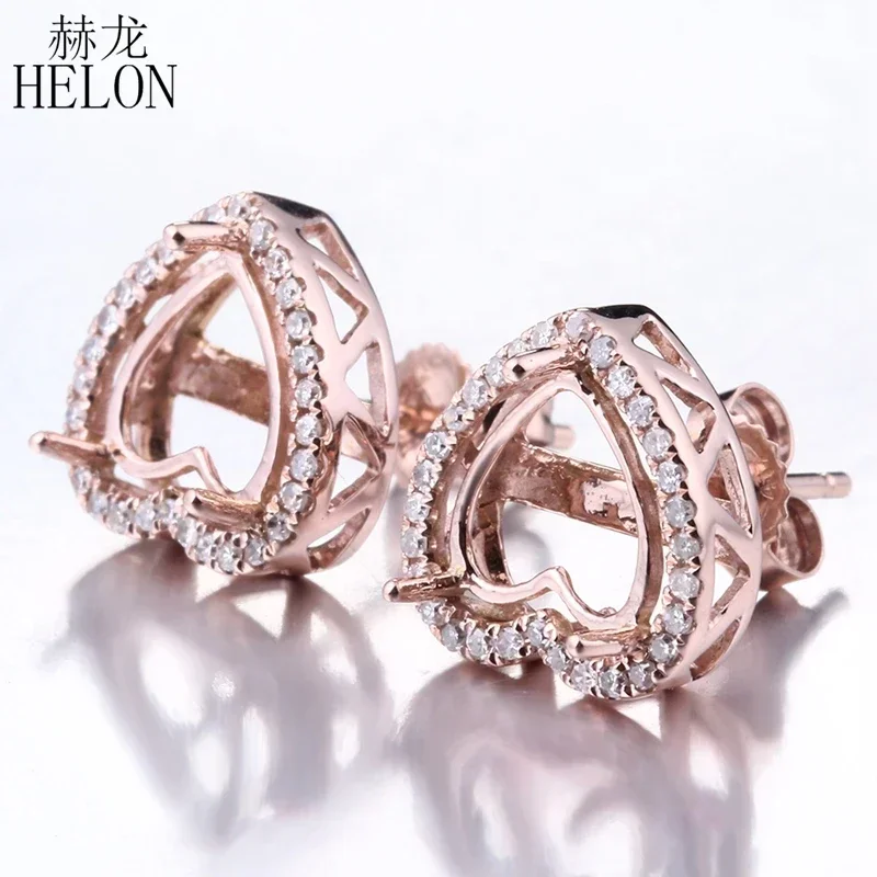 HELON Solid 14k Rose Gold Natural Diamonds Semi Mount Engagement Wedding Stud Earrings Women Jewelry Setting Fit Heart cut 7-9mm
HELON Solid 14k Rose Gold Natural Diamonds Semi Mount Engagement Wedding Stud Earrings Women Jewelry Setting Fit Heart cut 7-9mm