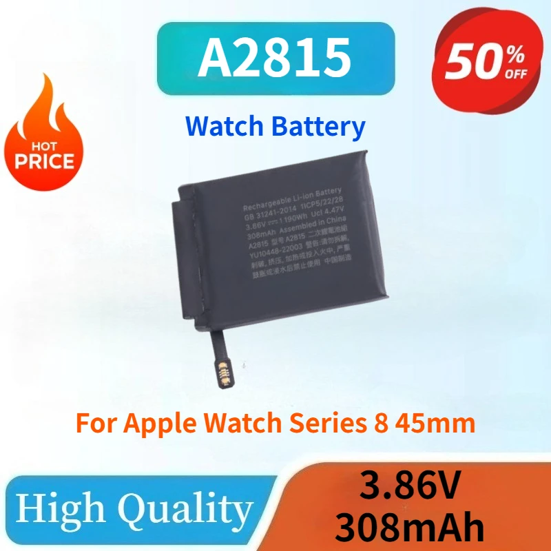 100% New A2815 3.86V 308mAh Rechargeable Watch Battery For Apple Watch Series 8 45mm High Quality + Free Tools
100% New A2815 3.86V 308mAh Rechargeable Watch Battery For Apple Watch Series 8 45mm High Quality + Free Tools