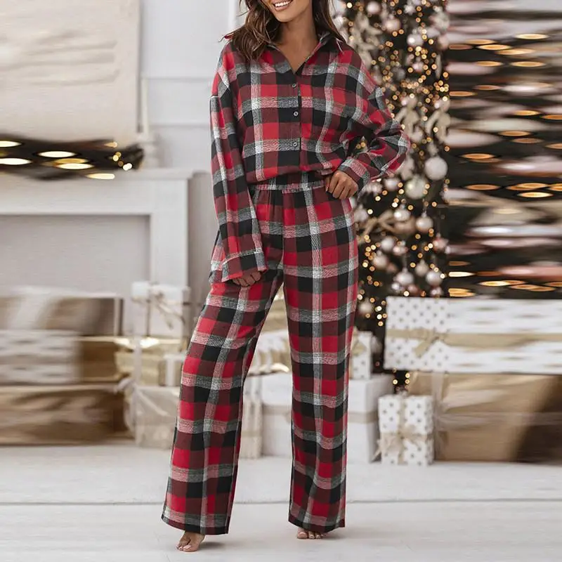 Повседневная домашняя одежда в клетку с принтом, женский комплект из двух предметов Long Sve, новинка зимы, удобные пижамы из полиэстера
Повседневная домашняя одежда в клетку с принтом, женский комплект из двух предметов Long Sve, новинка зимы, удобные пижамы из полиэстера