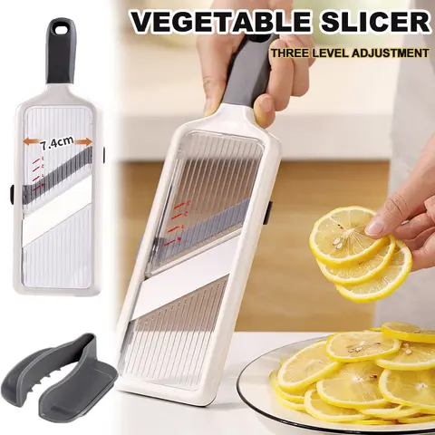 Handheld Vegetable Slicer Adjustable Thickness Lemon Cucumber Slicer Stainless Steel Blade Fruit Cutter Chopper Kitchen Gadget