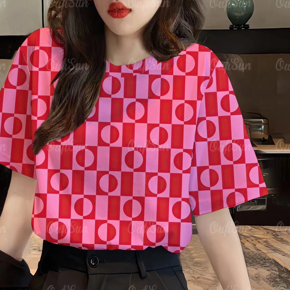 2024 Summer New Women's T-shirts Plaid T-shirt Casual Loose Round Neck Short Sleeves Tees For Women Geometric patterns Tops
2024 Summer New Women's T-shirts Plaid T-shirt Casual Loose Round Neck Short Sleeves Tees For Women Geometric patterns Tops