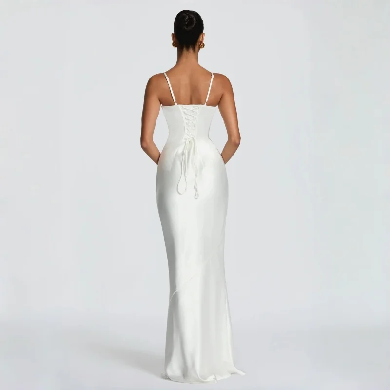 White Satin Spaghetti Strap Mermaid Gown Backless Lace-up Waist Cinching Light Wedding Dress Bridal Engagement Party Prom Host
White Satin Spaghetti Strap Mermaid Gown Backless Lace-up Waist Cinching Light Wedding Dress Bridal Engagement Party Prom Host