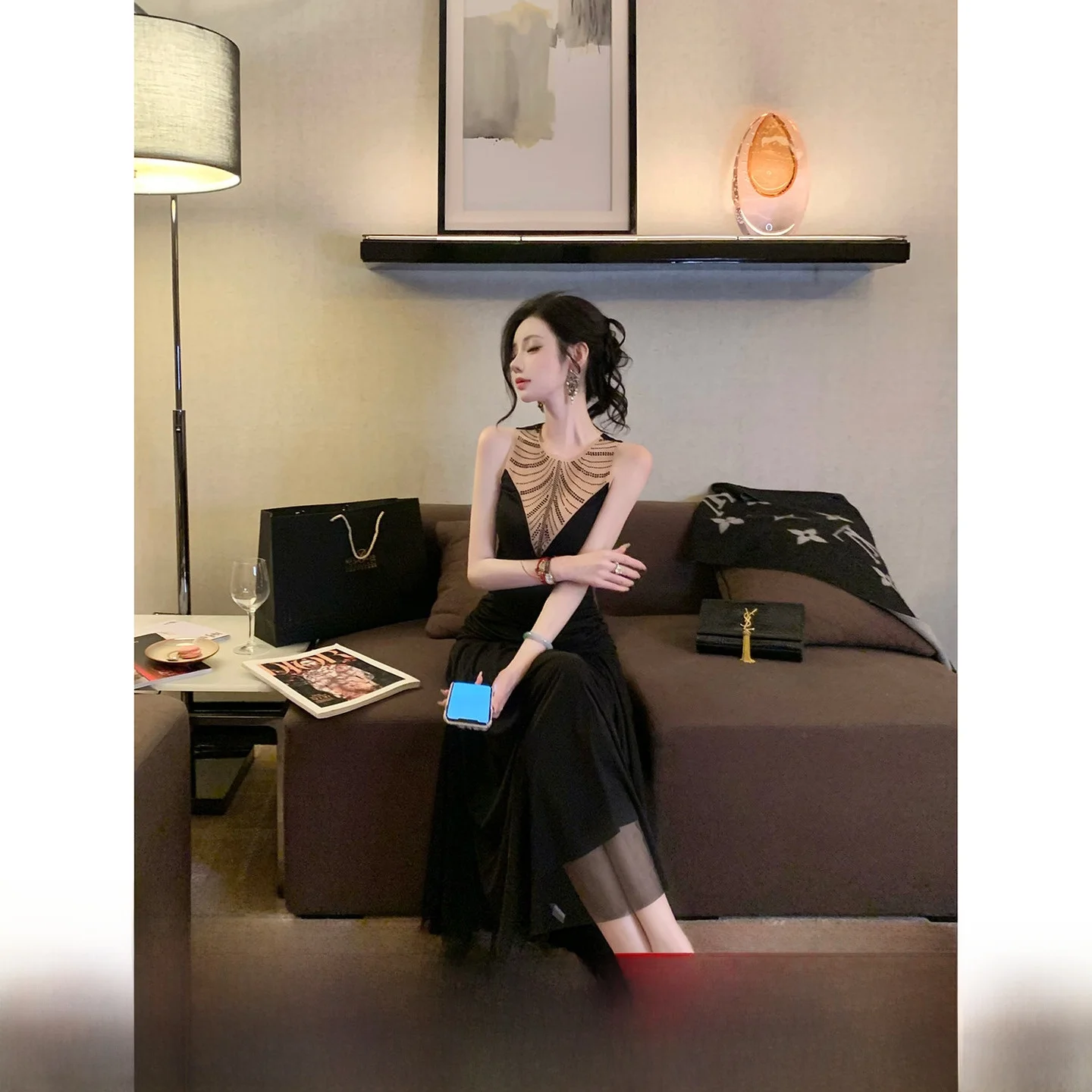 Syqiao Black Mesh Evening Dress with Gathers Slim Fit Sleeveless Sexy Style mid Back Invisible Zipper for Travel And Daily Wear
Syqiao Black Mesh Evening Dress with Gathers Slim Fit Sleeveless Sexy Style mid Back Invisible Zipper for Travel And Daily Wear