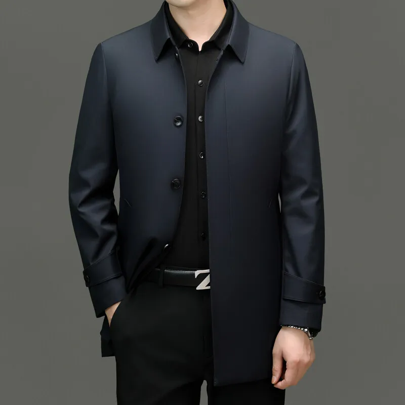 Men's Medium Long Trench Coat Lapel Solid Color Mulberry Silk Cape Fashion Handsome Spring 2025 High Quality
Men's Medium Long Trench Coat Lapel Solid Color Mulberry Silk Cape Fashion Handsome Spring 2025 High Quality