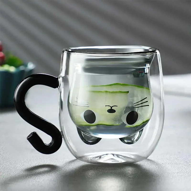 1PC Cute Cat Mugs Vacuum Tea Cups With Handle Creative Gift Creative Design 280ML Double Wall Glass Mug Cat Shape Coffee Cup
1PC Cute Cat Mugs Vacuum Tea Cups With Handle Creative Gift Creative Design 280ML Double Wall Glass Mug Cat Shape Coffee Cup
