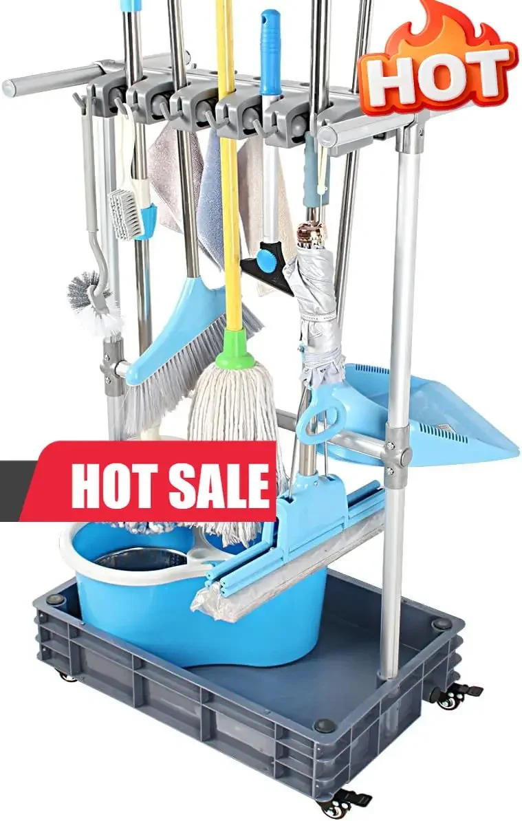Broom And Mop Holder Put Wet Mops Movable Floor-Mounted Mop Rack Floor Standing Cleaning Tool Cart Storage For Garden Garage Sch
Broom And Mop Holder Put Wet Mops Movable Floor-Mounted Mop Rack Floor Standing Cleaning Tool Cart Storage For Garden Garage Sch