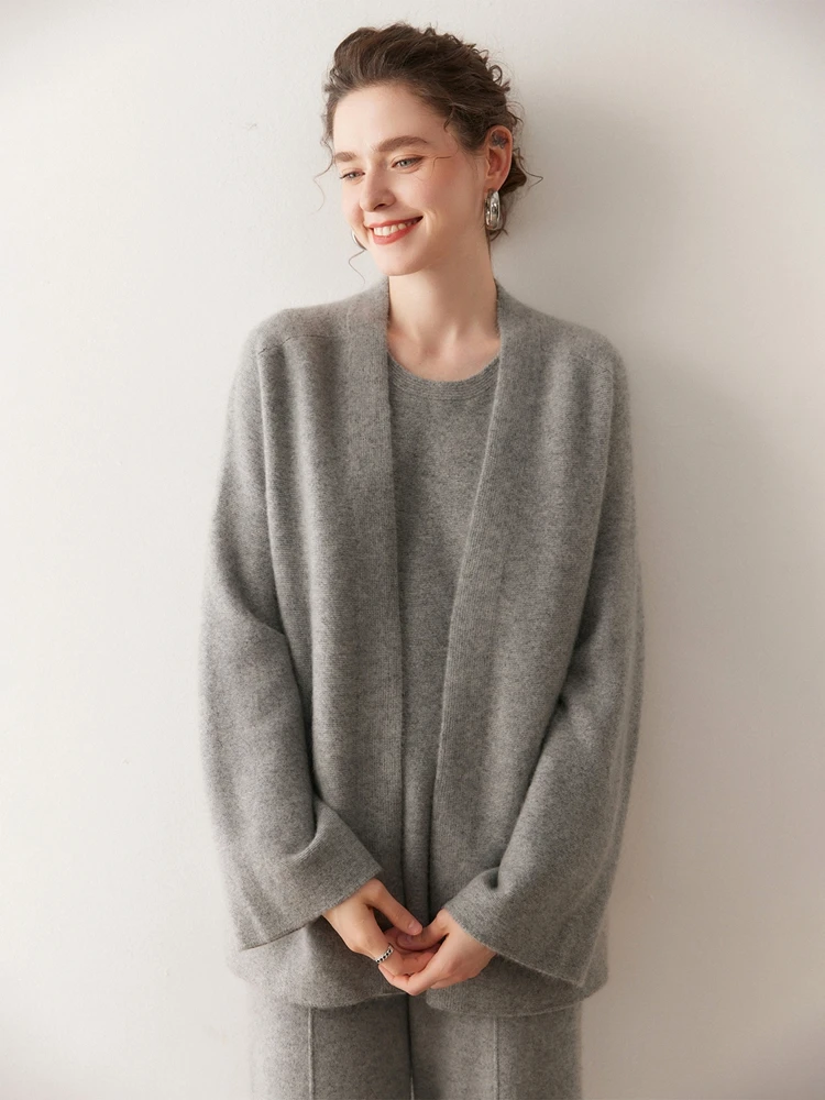 Yoyoselect женский 100% кашемировый кардиган с круглым вырезом, жилет из двух предметов, модный универсальный элегантный трикотаж, осенне-зимняя одежда
Yoyoselect женский 100% кашемировый кардиган с круглым вырезом, жилет из двух предметов, модный универсальный элегантный трикотаж, осенне-зимняя одежда