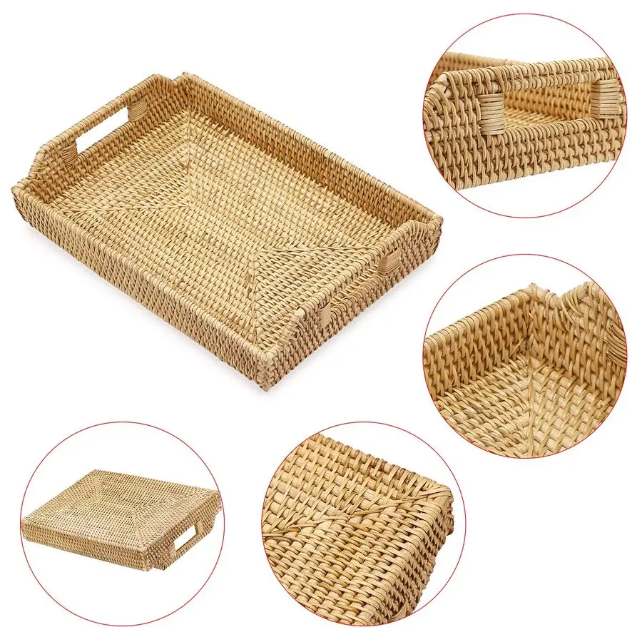 Сервировочный поднос из ротанга с ручками, декоративный поднос ручной работы для хранения завтрака, напитков, закусок, прямоугольной корзины-органайзера Tra
Сервировочный поднос из ротанга с ручками, декоративный поднос ручной работы для хранения завтрака, напитков, закусок, прямоугольной корзины-органайзера Tra