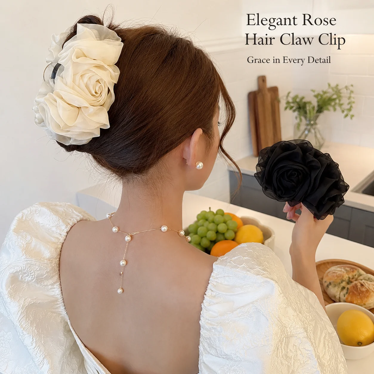 Elegant Silk Chiffon Bow Hair Claw Ribbon Rose Barrette
Elegant Silk Chiffon Bow Hair Claw Ribbon Rose Barrette