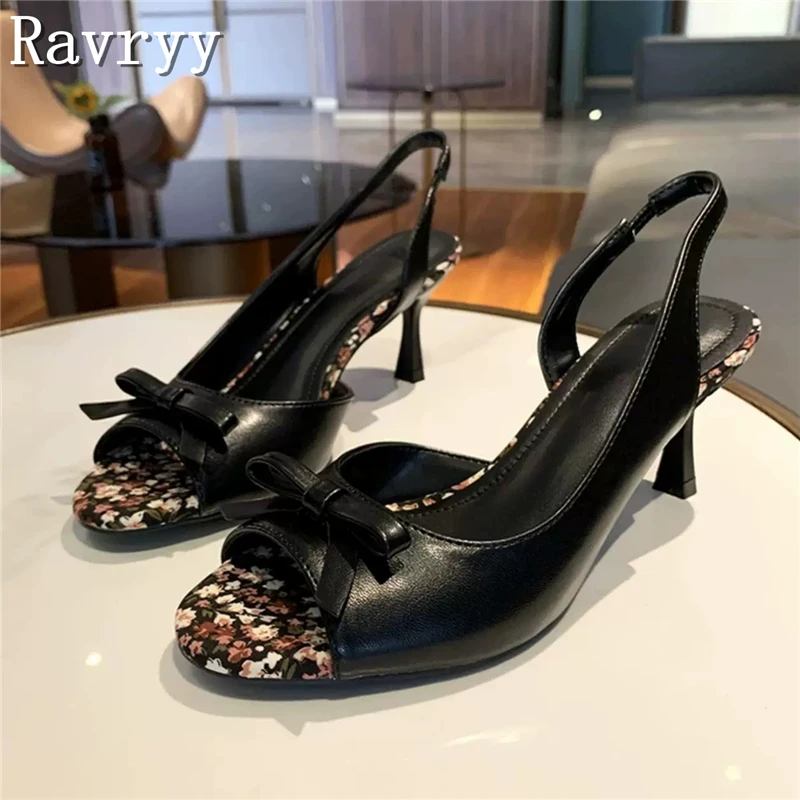 Summer New Floral Print Peep Toe Slingback Heels Women Kitten Heel Sandals with Butterfly Knots Casual Outings and Parties
Summer New Floral Print Peep Toe Slingback Heels Women Kitten Heel Sandals with Butterfly Knots Casual Outings and Parties