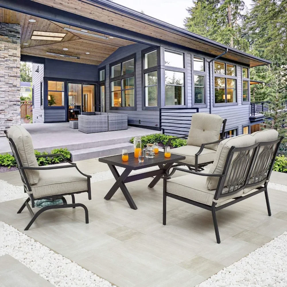4 Pieces Patio Furniture Set, Outdoor Furniture Set W/All Weather Cushioned Loveseat,Poolside Lawn Chairs,Coffee Table
4 Pieces Patio Furniture Set, Outdoor Furniture Set W/All Weather Cushioned Loveseat,Poolside Lawn Chairs,Coffee Table