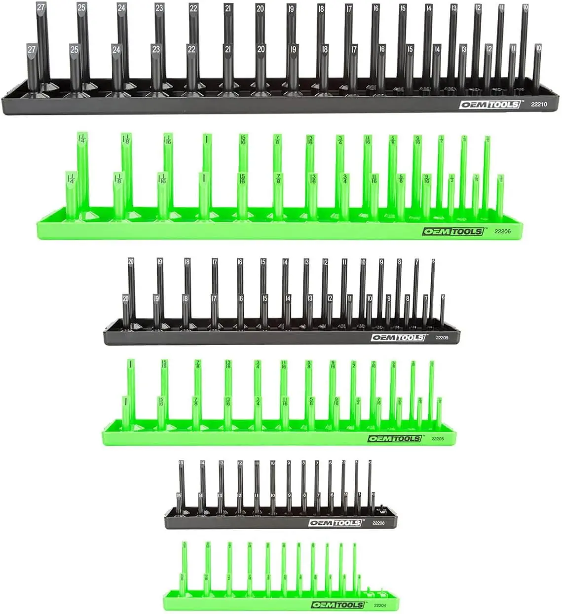 Socket Organizer Set for 1/4, 3/8, 1/2 Drive SAE and Metric Sockets, 6 Trays Hold up to 170 Sockets, Heavy Duty ABS Plastic Tool
Socket Organizer Set for 1/4, 3/8, 1/2 Drive SAE and Metric Sockets, 6 Trays Hold up to 170 Sockets, Heavy Duty ABS Plastic Tool