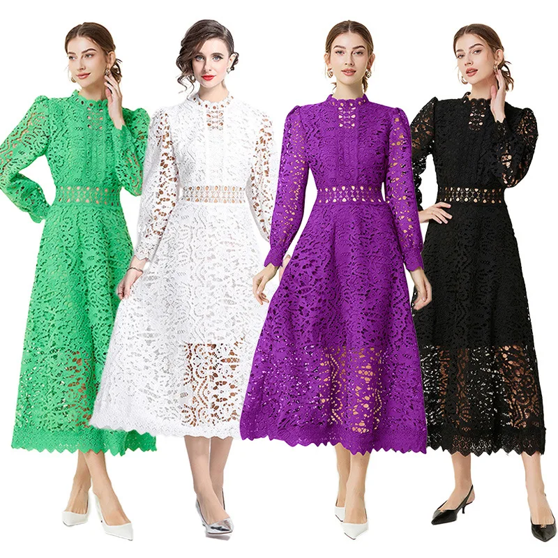 2026 French Spring Summer Long-sleeve Lace Dress Women Party Maxi Dresses Hollow Spliced Embroidery Slim Elegant A-line Dresses
2026 French Spring Summer Long-sleeve Lace Dress Women Party Maxi Dresses Hollow Spliced Embroidery Slim Elegant A-line Dresses