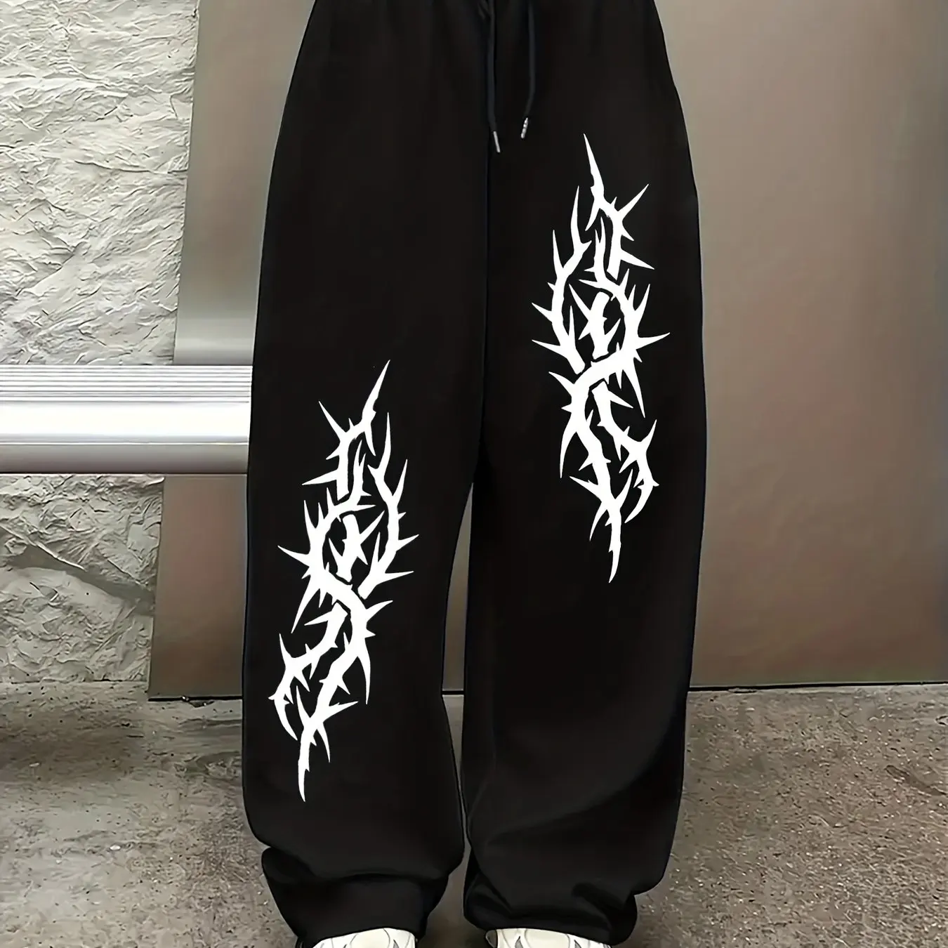 Gothic Thorn Pattern Print Black Pants Casual Straight-Leg Elastic Waist Drawstring Wide-Leg Trousers for Women All-Season Pants
Gothic Thorn Pattern Print Black Pants Casual Straight-Leg Elastic Waist Drawstring Wide-Leg Trousers for Women All-Season Pants