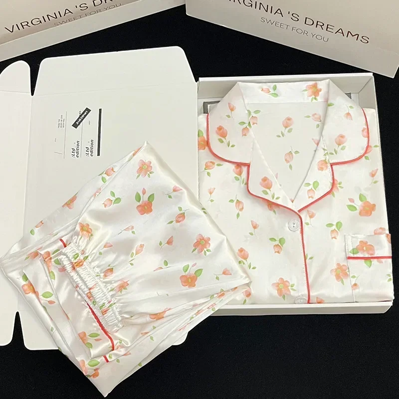 Женские пижамные комплекты, весна-осень, комплект из двух предметов, пижама с цветочным принтом, атласная одежда из искусственного шелка, одежда для сна с длинными рукавами, Pijama Mujer Pjs, домашняя одежда
Женские пижамные комплекты, весна-осень, комплект из двух предметов, пижама с цветочным принтом, атласная одежда из искусственного шелка, одежда для сна с длинными рукавами, Pijama Mujer Pjs, домашняя одежда