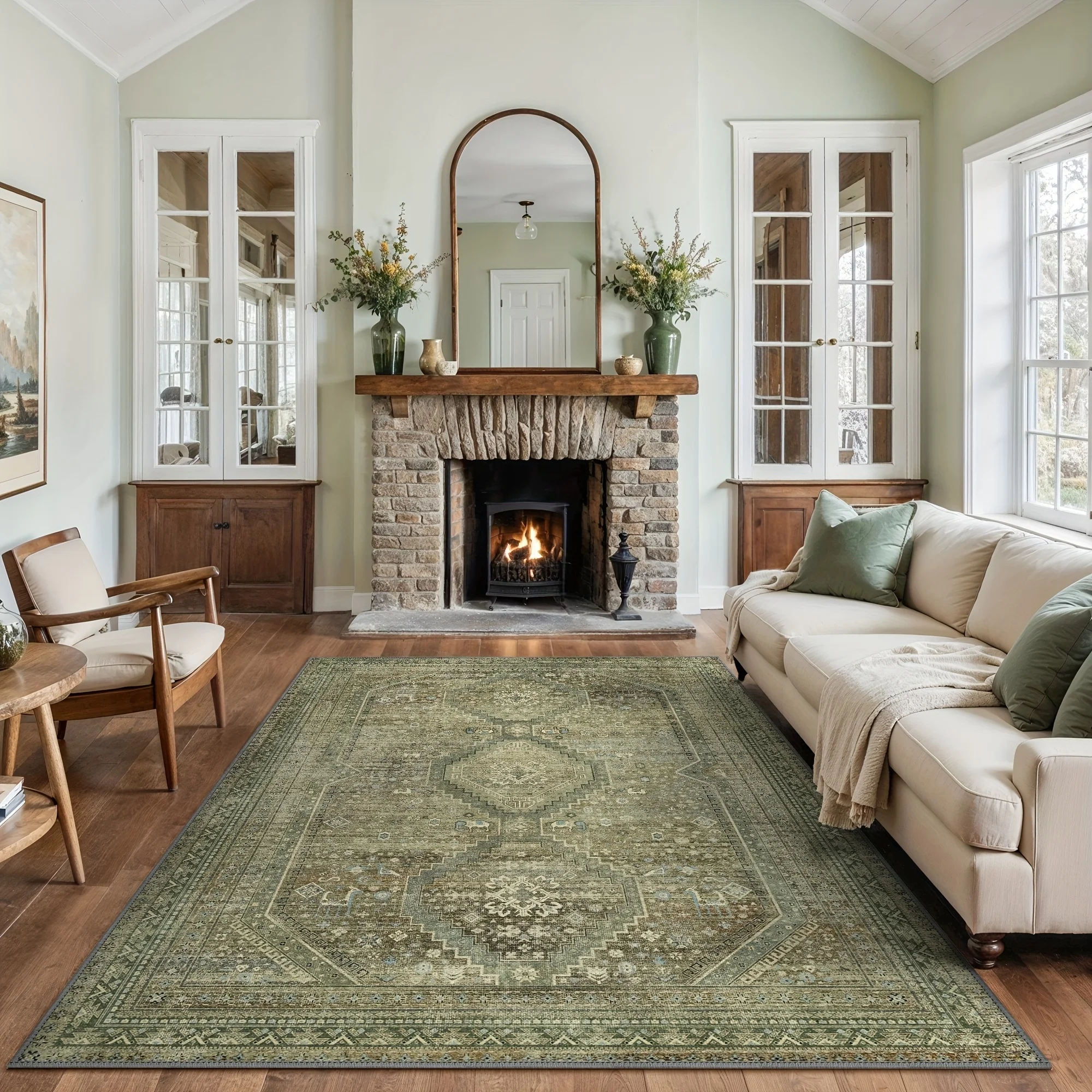 Area Rug Machine Washable Indoor Area Rugs, Non Slip Low Pile Lightweight Vintage Large Print Mat for Bedroom Dining Room Home Office And Hall, Sage
Area Rug Machine Washable Indoor Area Rugs, Non Slip Low Pile Lightweight Vintage Large Print Mat for Bedroom Dining Room Home Office And Hall, Sage