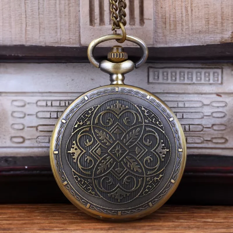 Vintage large bronze fine chain beautifully carved pattern quartz pocket watch
Vintage large bronze fine chain beautifully carved pattern quartz pocket watch