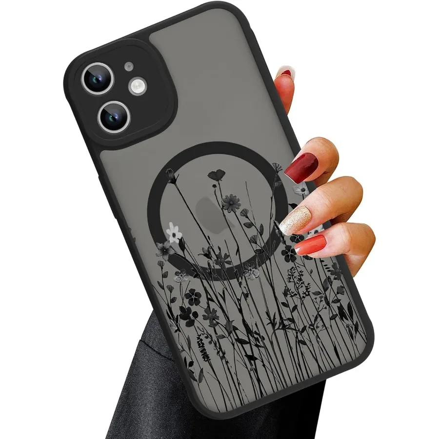 Magnetic Slim Translucent Matte Case with MagSafe Compatibility for iPhone 11 6.1 Inch Black Wild Flower Design Camera Lens
Magnetic Slim Translucent Matte Case with MagSafe Compatibility for iPhone 11 6.1 Inch Black Wild Flower Design Camera Lens