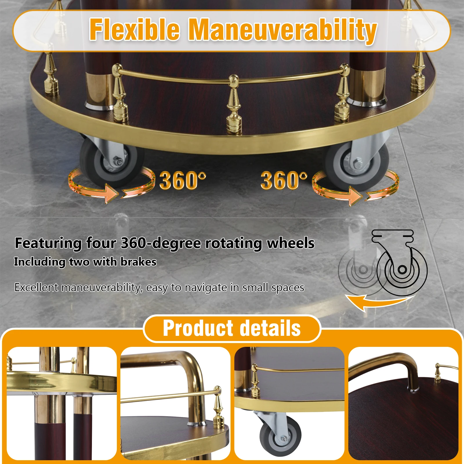 2 Tier Bar Serving Cart with Lockable Wheels Business Restaurant Wine Cart Fully Assembled for 5 Star Hotel and Club
2 Tier Bar Serving Cart with Lockable Wheels Business Restaurant Wine Cart Fully Assembled for 5 Star Hotel and Club