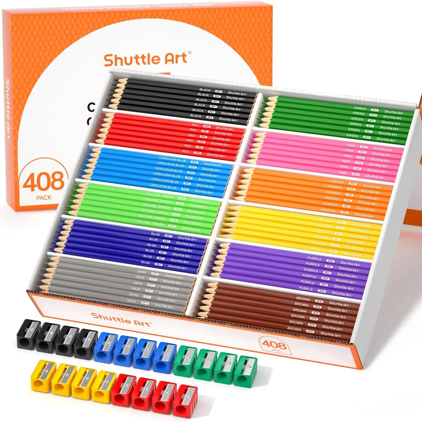 408 Bulk Colored Pencils Set, 12 Assorted Colors + 20 Sharpeners, Classroom Supplies
408 Bulk Colored Pencils Set, 12 Assorted Colors + 20 Sharpeners, Classroom Supplies
