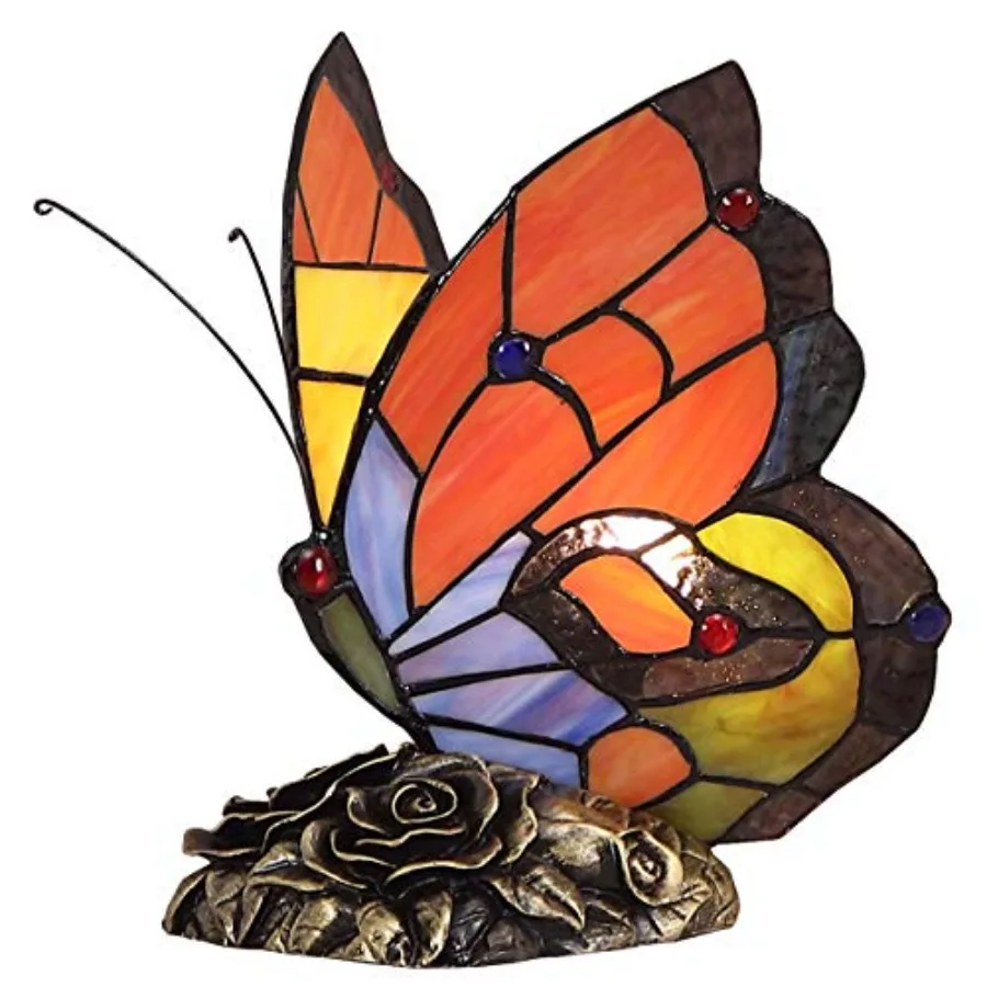 L10038 Butterfly Tiffany Style Stained Glass Accent Table Lamp Night Light 9 Inch Tall
L10038 Butterfly Tiffany Style Stained Glass Accent Table Lamp Night Light 9 Inch Tall