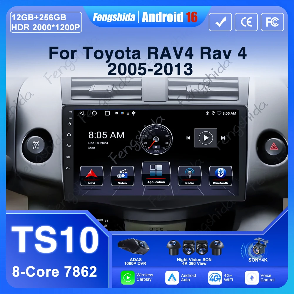 Car Wireless Carplay Car Radio For Toyota RAV4 Rav 4 2005-2013 Android 14 Multimedia Player NO 2Din DSP Navigation GPS 4G WIFI
Car Wireless Carplay Car Radio For Toyota RAV4 Rav 4 2005-2013 Android 14 Multimedia Player NO 2Din DSP Navigation GPS 4G WIFI