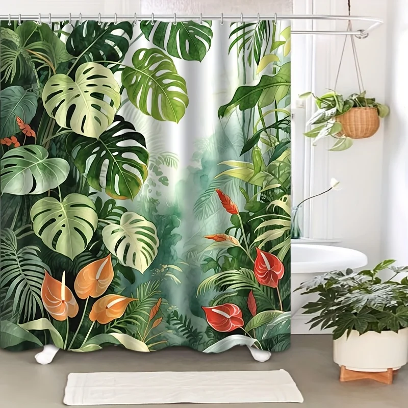 Tropical Botanical Jungle Shower Curtain Waterproof Bathroom Decor Greenery Leaves Print Exotic Rainforest Style Curtain Liner
Tropical Botanical Jungle Shower Curtain Waterproof Bathroom Decor Greenery Leaves Print Exotic Rainforest Style Curtain Liner