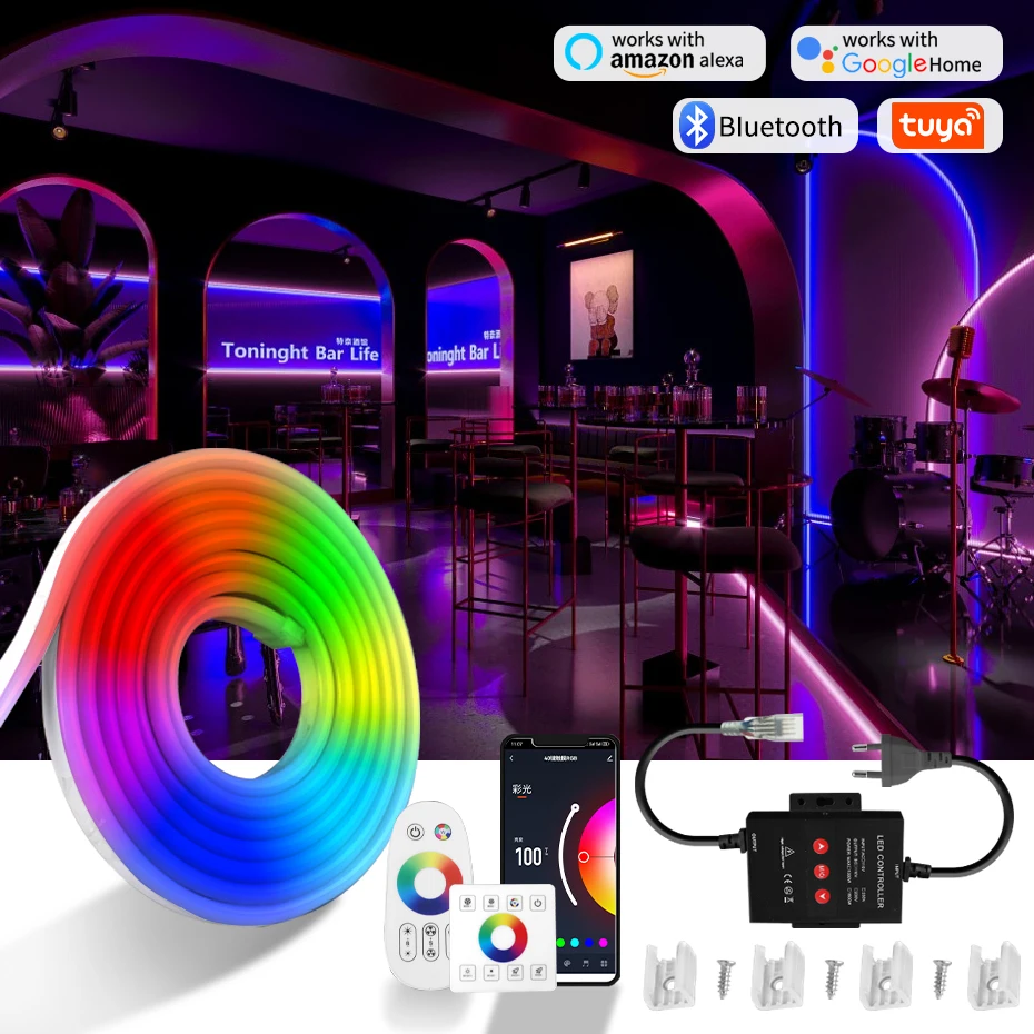AC 220V Британская вилка Tuya WiFi RGB Светодиодная неоновая лента RF Дистанционное управление панелью Smart RGB Лента с регулируемой яркостью Гибкая лента Водонепроницаемая
AC 220V Британская вилка Tuya WiFi RGB Светодиодная неоновая лента RF Дистанционное управление панелью Smart RGB Лента с регулируемой яркостью Гибкая лента Водонепроницаемая