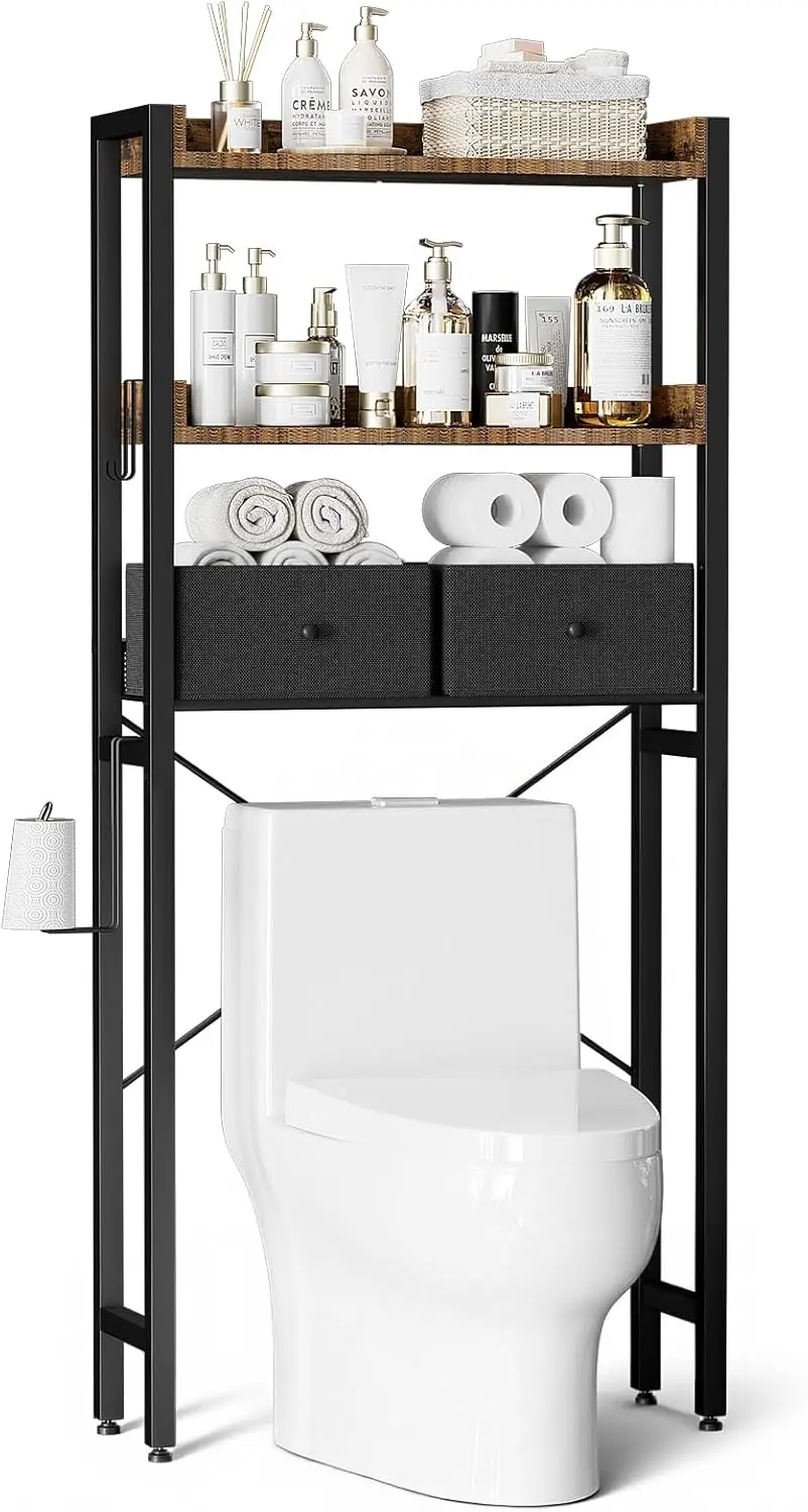 Over The Toilet Storage with 2 Drawers, 3 Tier Over Toilet Bathroom Organizer with Height Adjustable Shelves and Hooks, Space
Over The Toilet Storage with 2 Drawers, 3 Tier Over Toilet Bathroom Organizer with Height Adjustable Shelves and Hooks, Space