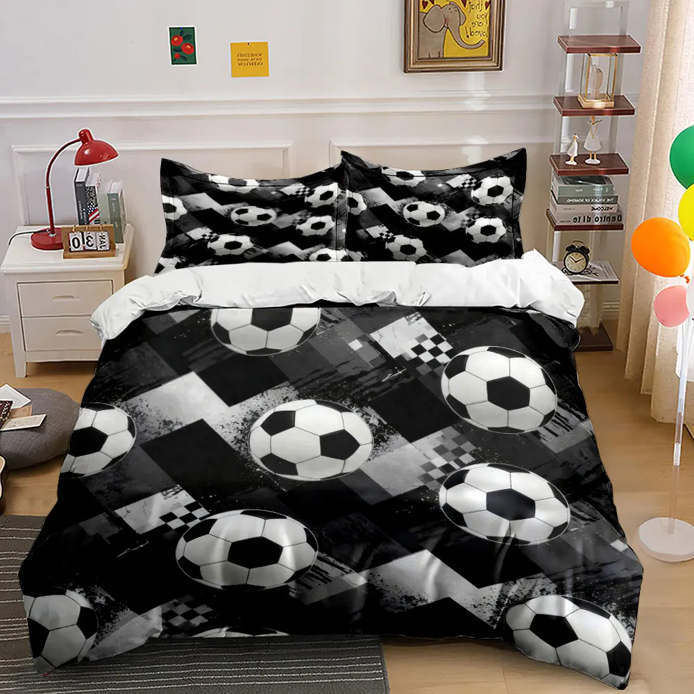 Black and White Checkered Soccer Ball Pattern 3PCS Bedding Set Soft Microfiber Bedding Set for Football Fans Bedroom
Black and White Checkered Soccer Ball Pattern 3PCS Bedding Set Soft Microfiber Bedding Set for Football Fans Bedroom