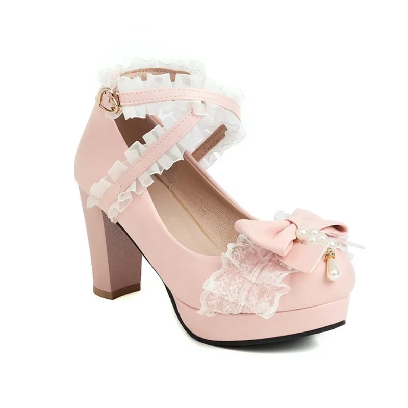 Princess Lolita Mary Jane Girls Shoes Woman High Heels Ruffles Bowtie Ladies Platform Fashion Heel Pumps Party Shoes Size 28-43
Princess Lolita Mary Jane Girls Shoes Woman High Heels Ruffles Bowtie Ladies Platform Fashion Heel Pumps Party Shoes Size 28-43